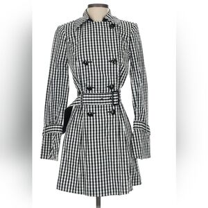 White House Black Market Black and White Buttoned Tie Front Dress